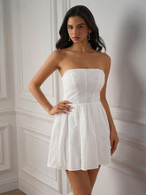 Jacquard Ruched Back Flared Hem Tube Dress